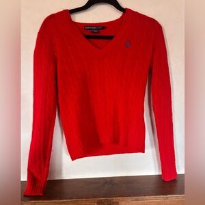 Ralph Lauren Bright Red V-Neck Sweater
